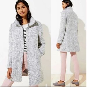 Loft Grey/White Boucle Funnel Neck Coat
